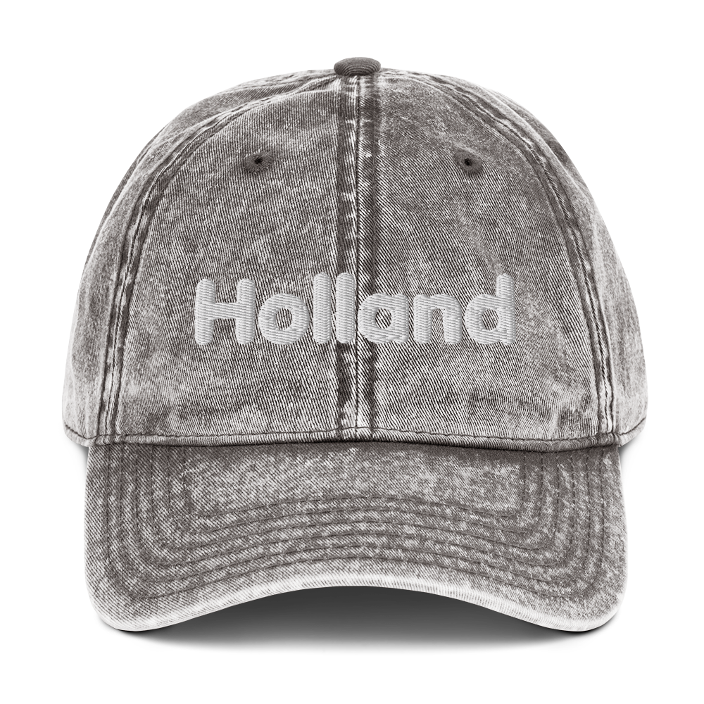 'Holland' Vintage Baseball Cap | White/Black Embroidery