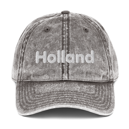 'Holland' Vintage Baseball Cap | White/Black Embroidery