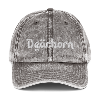 'Dearborn' Vintage Baseball Cap | White/Black Embroidery