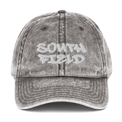 'Southfield' Vintage Baseball Cap | White/Black Embroidery