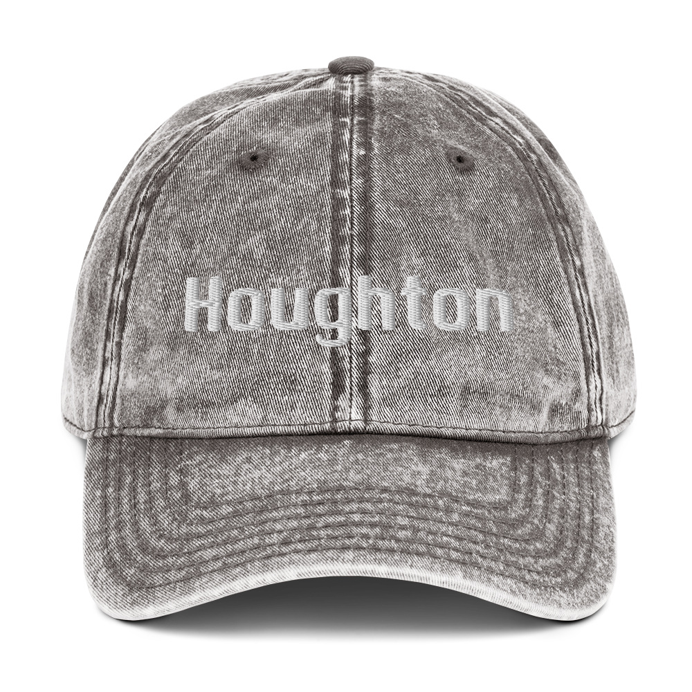 'Houghton' Vintage Baseball Cap | White/Black Embroidery