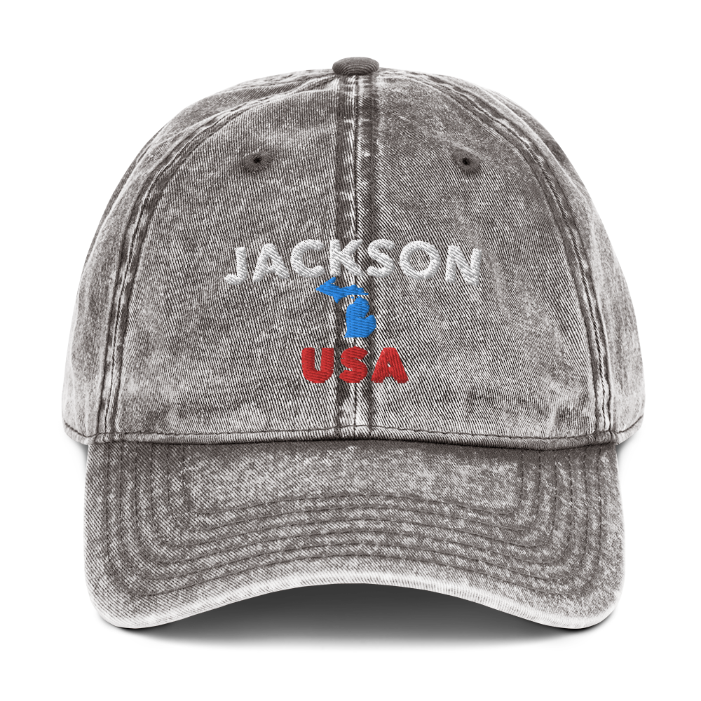 'Jackson USA' Vintage Baseball Cap (w/ Michigan Outline)