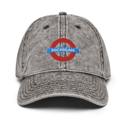 'Michigan' Vintage Baseball Cap (London Tube Parody)