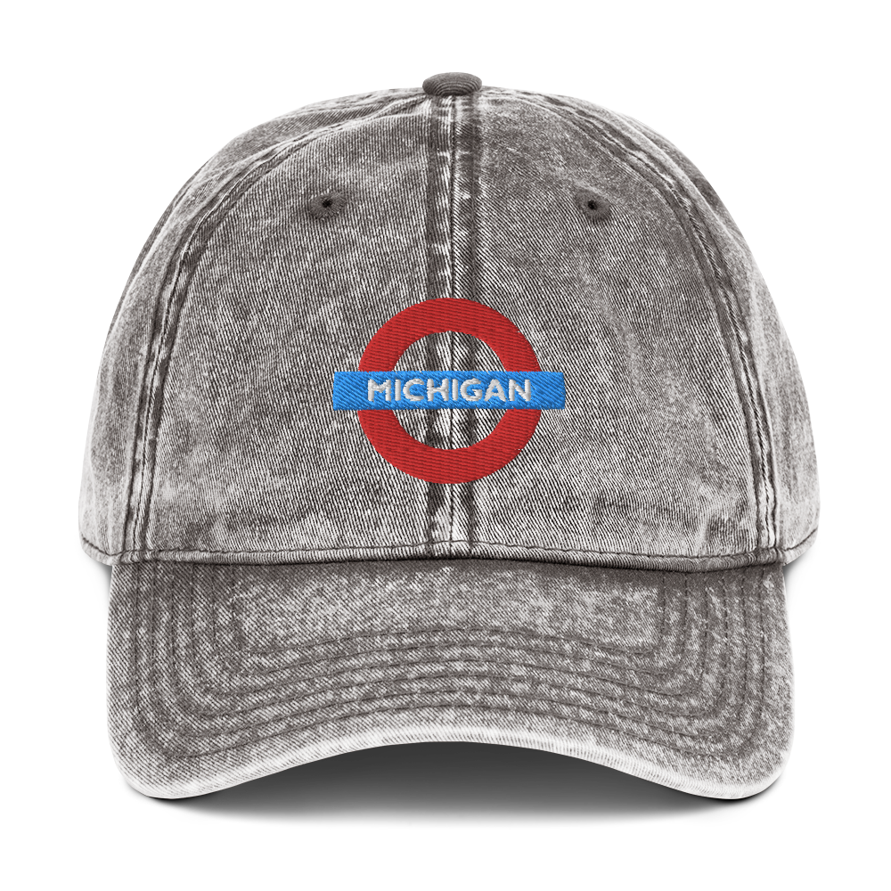 'Michigan' Vintage Baseball Cap (London Tube Parody)