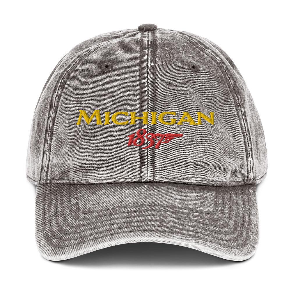 'Michigan EST. 1837' Vintage Baseball Cap (British Spy Parody)