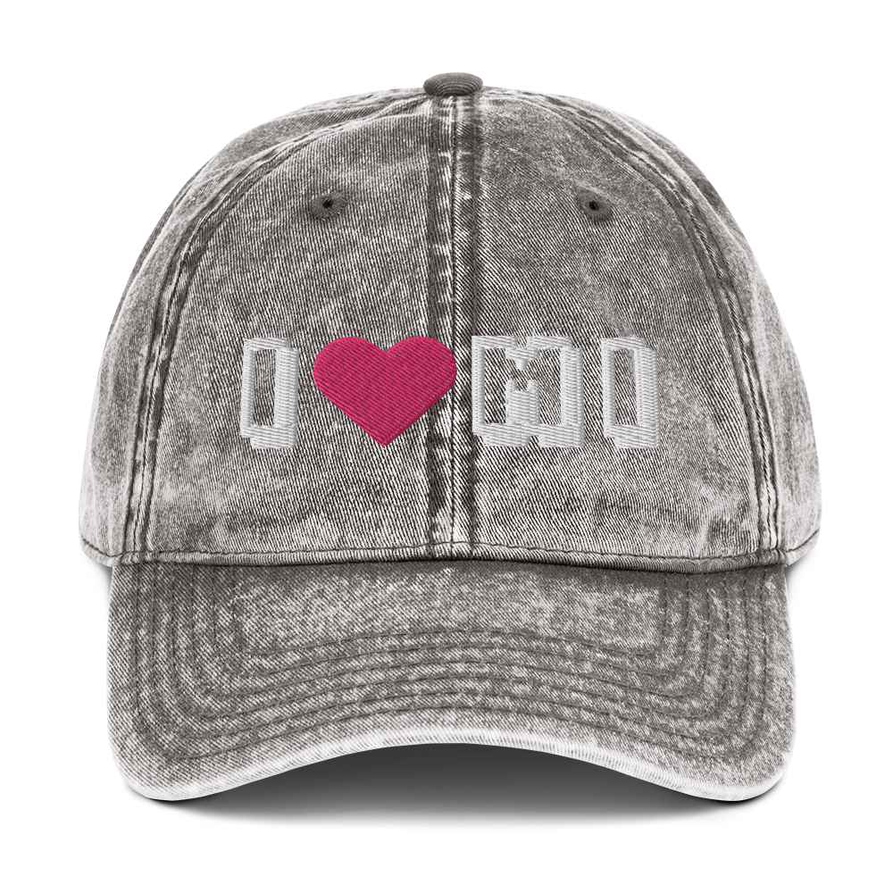 Michigan 'I ❤️ MI' Vintage Baseball Cap (Arcade Font)