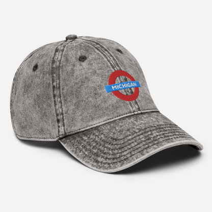 'Michigan' Vintage Baseball Cap (London Tube Parody)