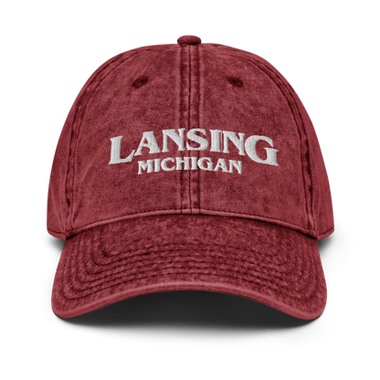 'Lansing Michigan' Vintage Baseball Cap (1980s Drama Parody)