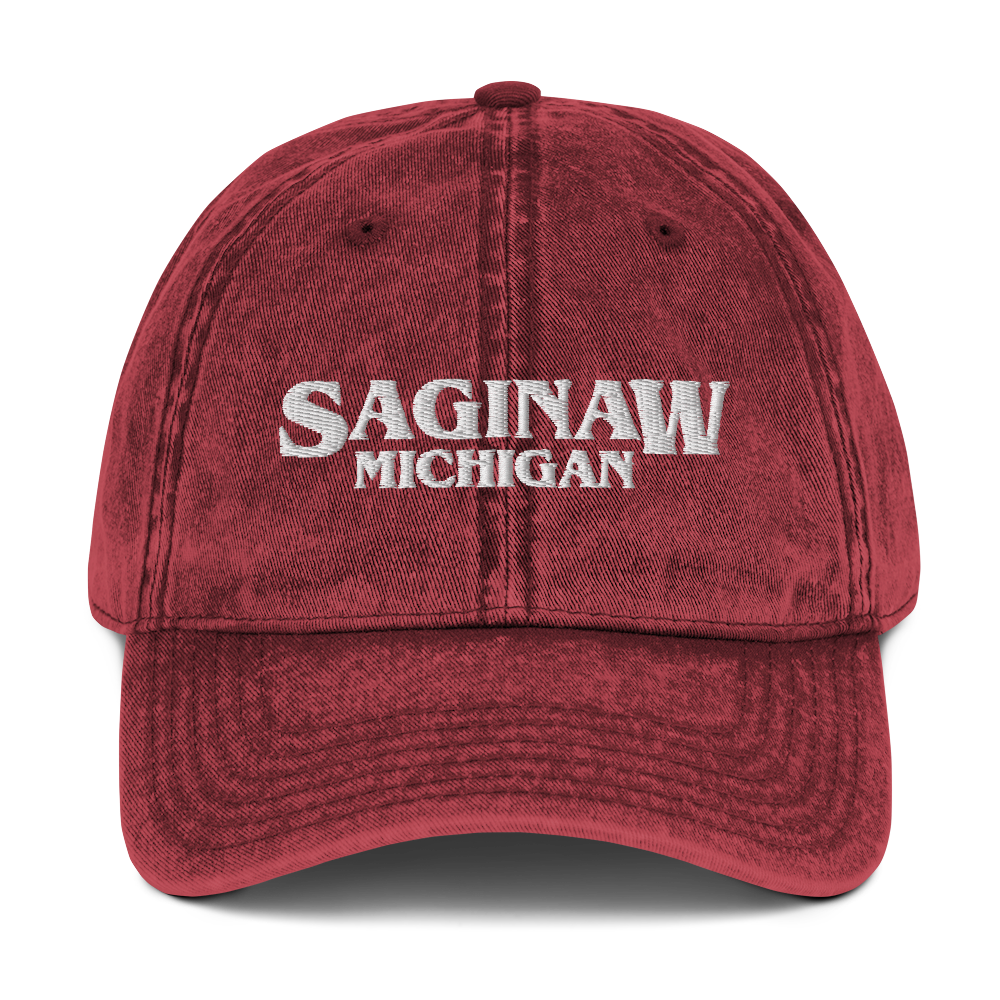 'Saginaw Michigan' Vintage Baseball Cap (1980s Drama Parody)