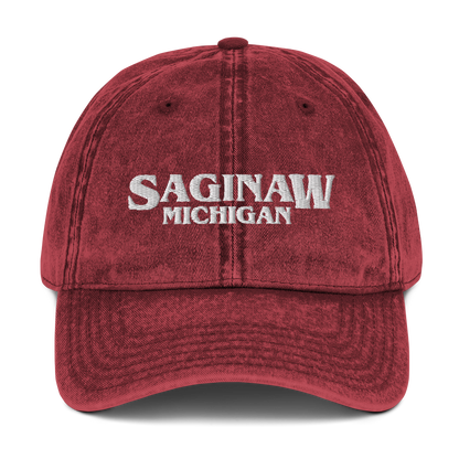 'Saginaw Michigan' Vintage Baseball Cap (1980s Drama Parody)