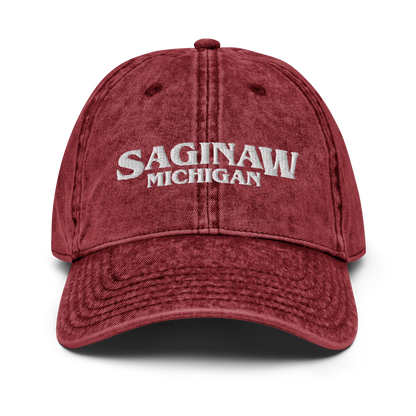 'Saginaw Michigan' Vintage Baseball Cap (1980s Drama Parody)