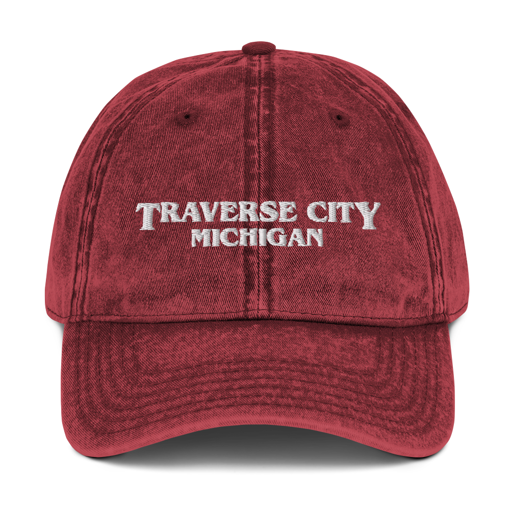 'Traverse City Michigan' Vintage Baseball Cap (1980s Drama Parody)