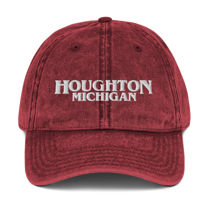 'Houghton Michigan' Vintage Baseball Cap (1980s Drama Parody)