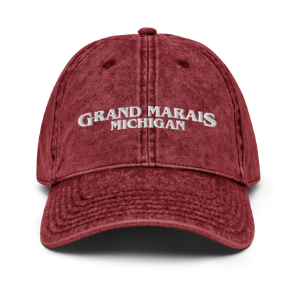 'Grand Marais Michigan' Vintage Baseball Caps (1980s Drama Parody)