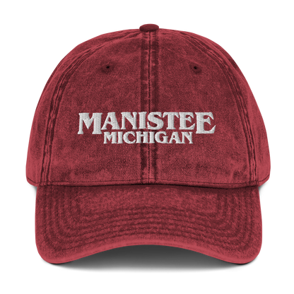 'Manistee Michigan' Vintage Baseball Cap (1980s Drama Parody)