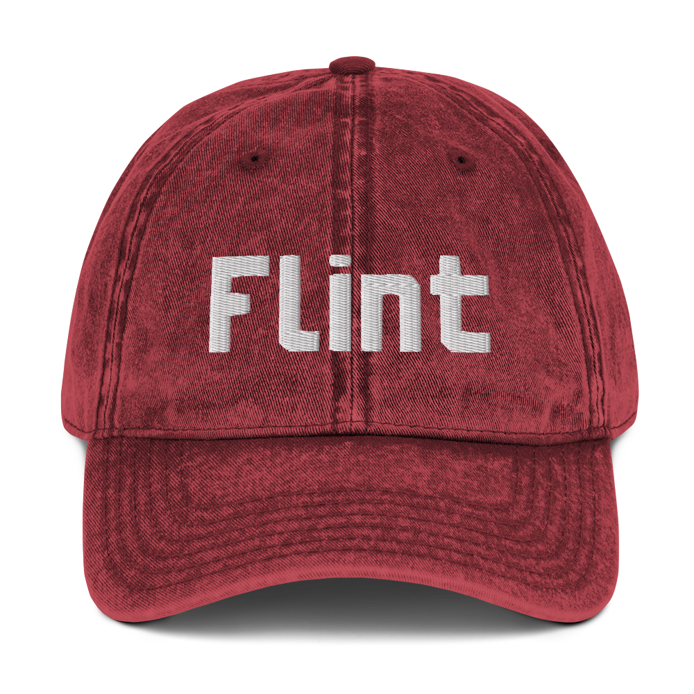 'Flint' Vintage Baseball Cap | White/Black Embroidery