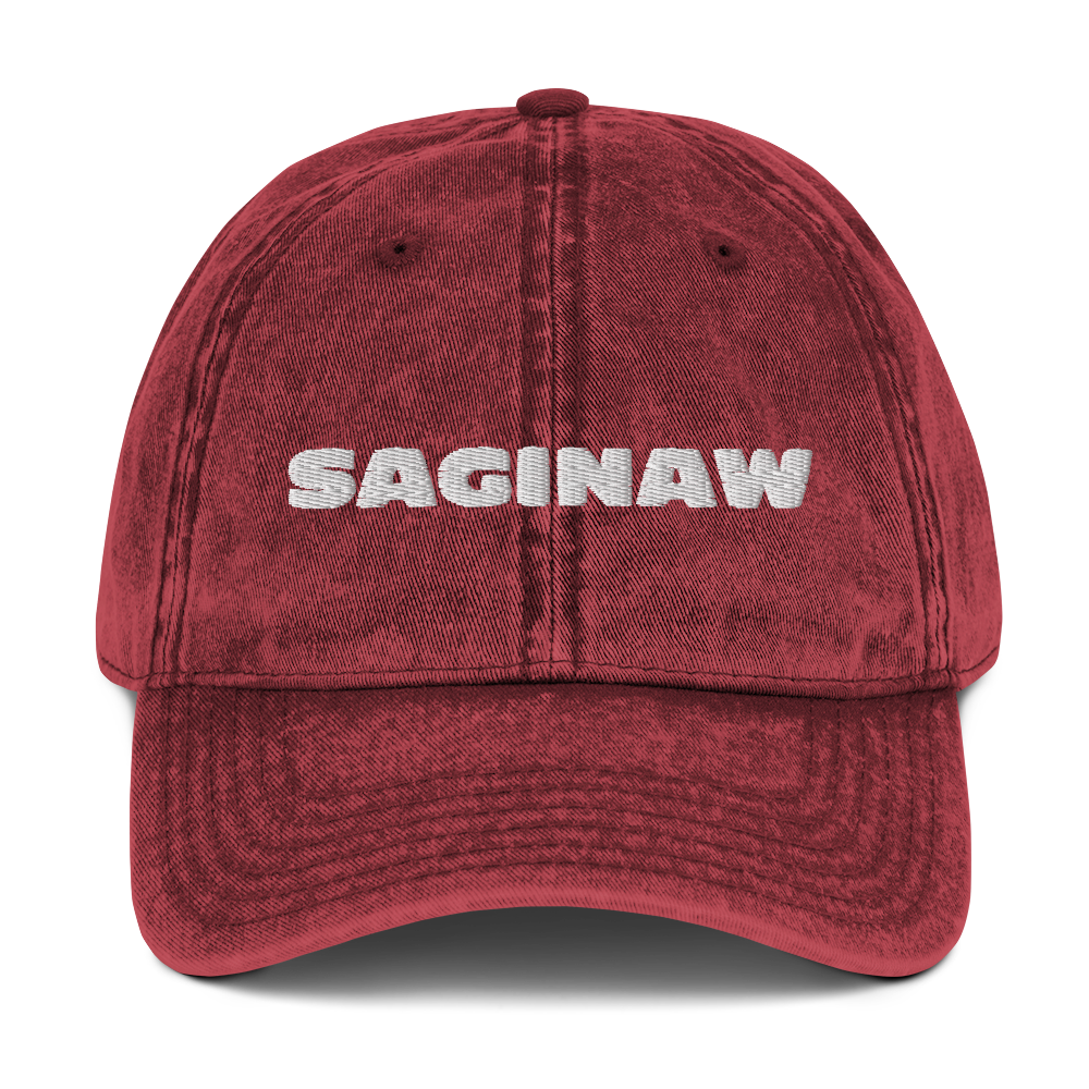 'Saginaw' Vintage Baseball Cap | White/Black Embroidery