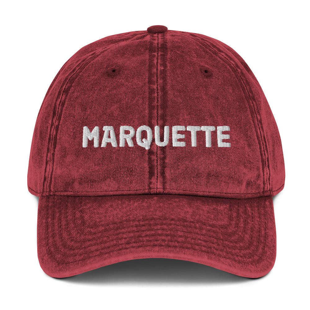 'Marquette' Vintage Baseball Cap | White/Black Embroidery