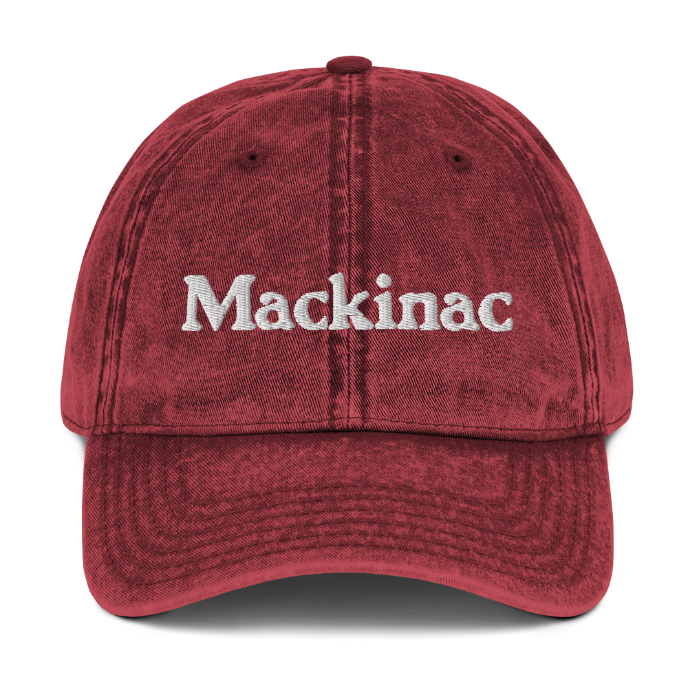 'Mackinac' Vintage Baseball Cap | White/Black Embroidery