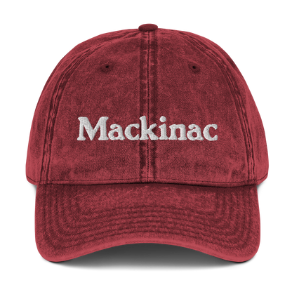 'Mackinac' Vintage Baseball Cap | White/Black Embroidery