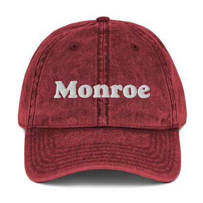 'Monroe' Vintage Baseball Cap | White/Black Embroidery