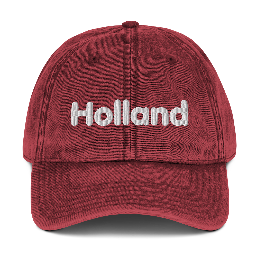 'Holland' Vintage Baseball Cap | White/Black Embroidery