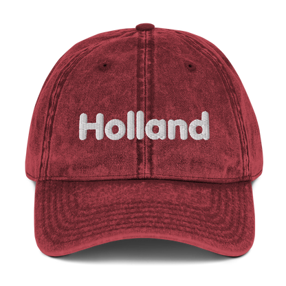 'Holland' Vintage Baseball Cap | White/Black Embroidery