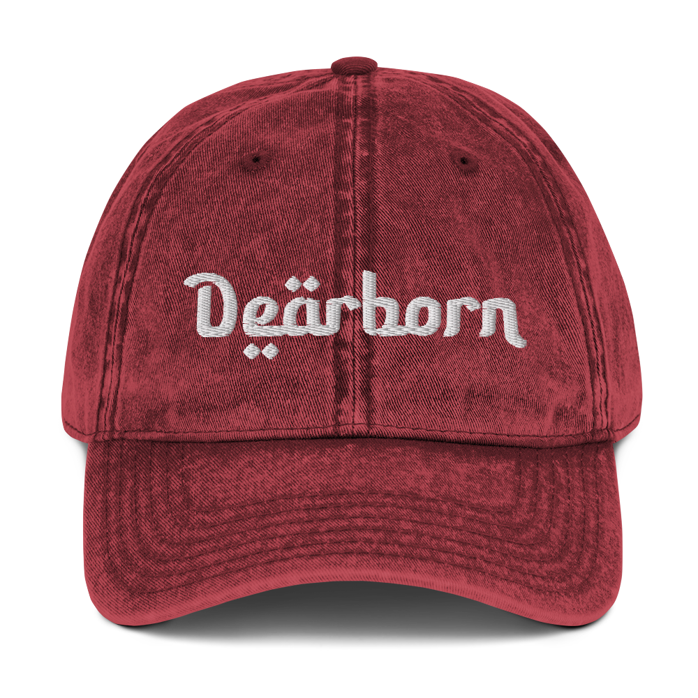 'Dearborn' Vintage Baseball Cap | White/Black Embroidery