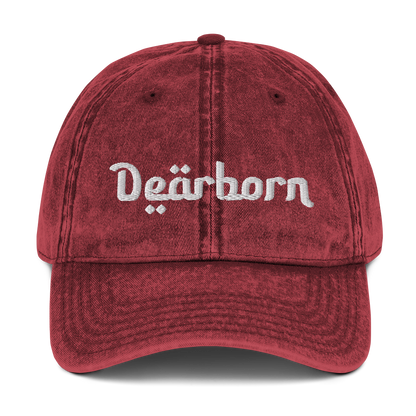 'Dearborn' Vintage Baseball Cap | White/Black Embroidery