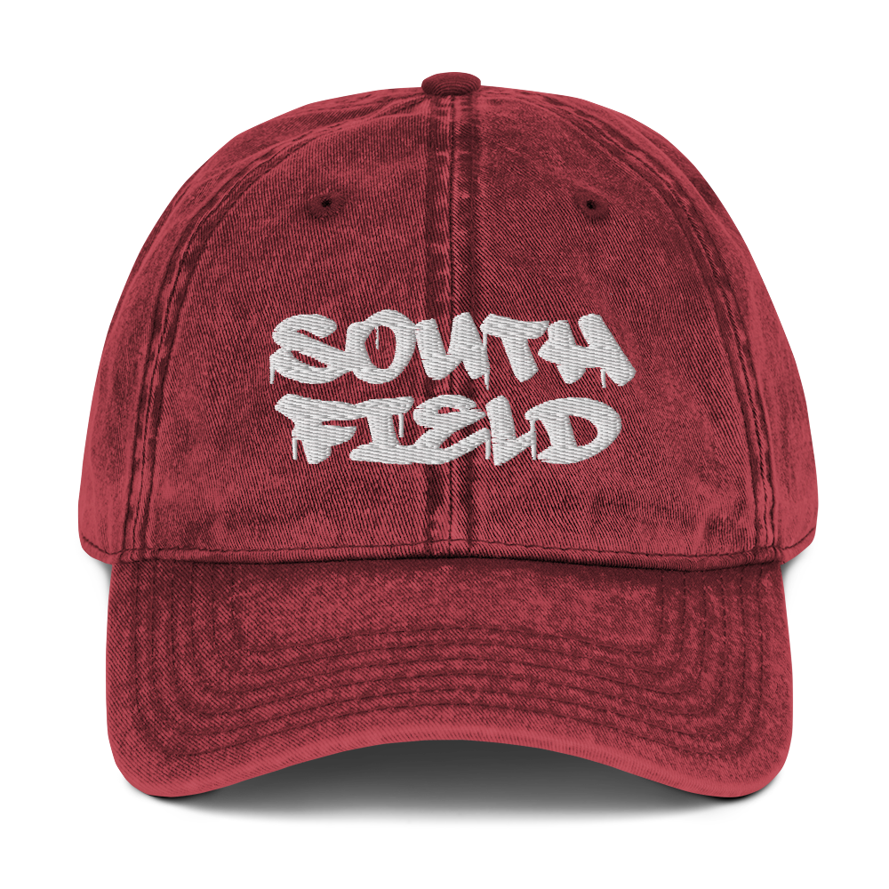 'Southfield' Vintage Baseball Cap | White/Black Embroidery