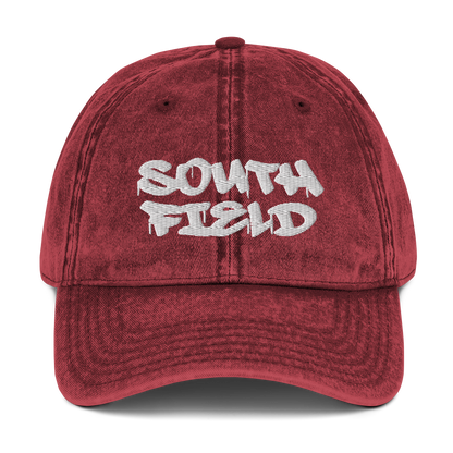 'Southfield' Vintage Baseball Cap | White/Black Embroidery