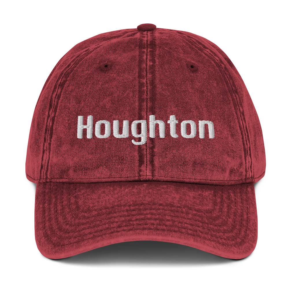 'Houghton' Vintage Baseball Cap | White/Black Embroidery