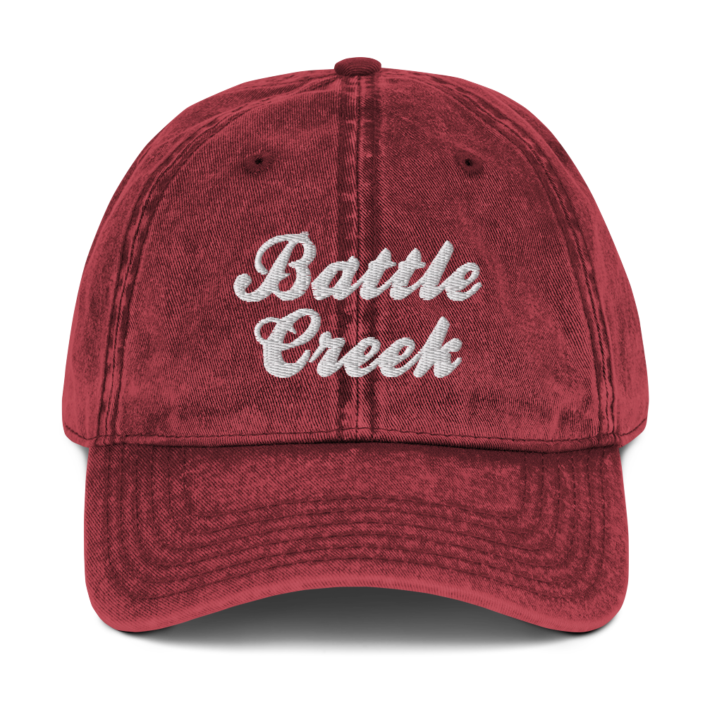 'Battle Creek' Vintage Baseball Cap | White/Black Embroidery