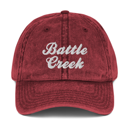 'Battle Creek' Vintage Baseball Cap | White/Black Embroidery