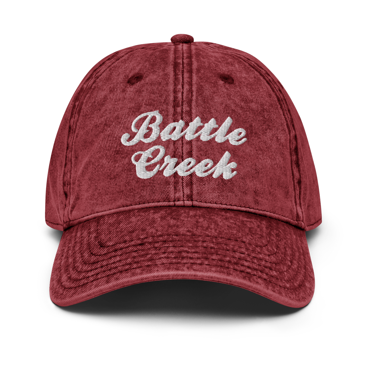 'Battle Creek' Vintage Baseball Cap | White/Black Embroidery