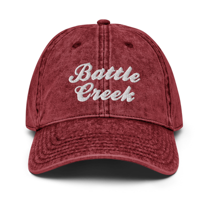 'Battle Creek' Vintage Baseball Cap | White/Black Embroidery