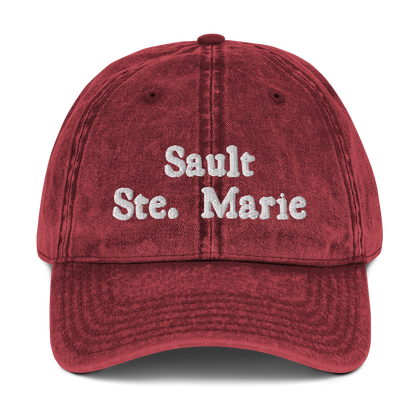 'Sault Ste. Marie' Vintage Baseball Cap | White/Black Embroidery