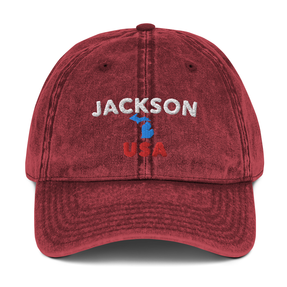 'Jackson USA' Vintage Baseball Cap (w/ Michigan Outline)