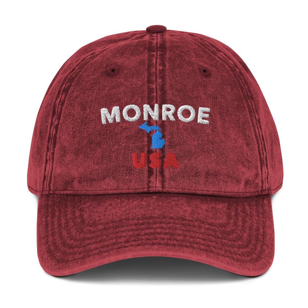 'Monroe USA' Baseball Cap (w/ Michigan Outline)