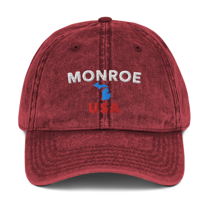 'Monroe USA' Baseball Cap (w/ Michigan Outline)