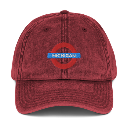 'Michigan' Vintage Baseball Cap (London Tube Parody)