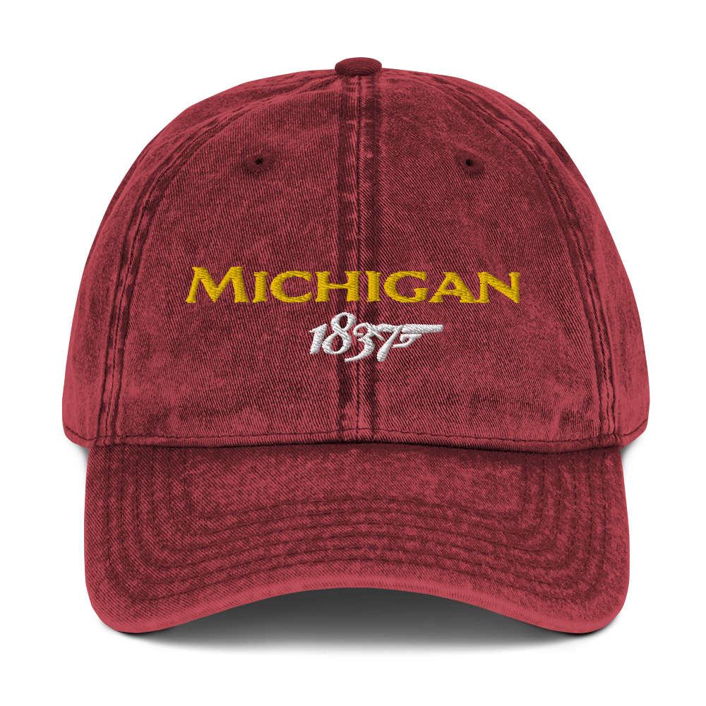 'Michigan EST. 1837' Vintage Baseball Cap (British Spy Parody)