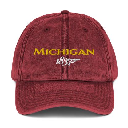 'Michigan EST. 1837' Vintage Baseball Cap (British Spy Parody)