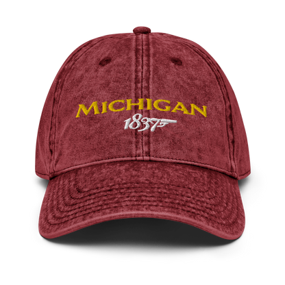 'Michigan EST. 1837' Vintage Baseball Cap (British Spy Parody)