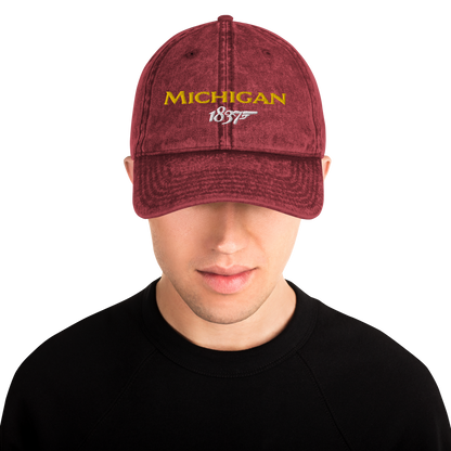 'Michigan EST. 1837' Vintage Baseball Cap (British Spy Parody)