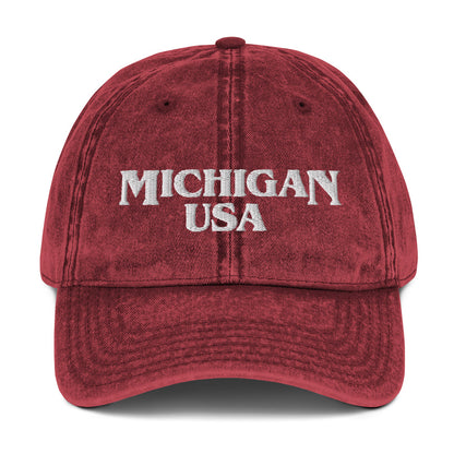 'Michigan USA' Vintage Baseball Cap (1980s Drama Parody)