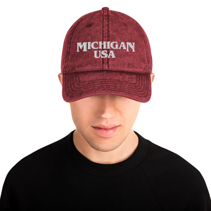 'Michigan USA' Vintage Baseball Cap (1980s Drama Parody)