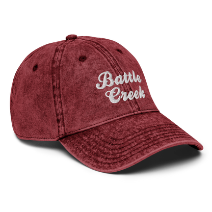 'Battle Creek' Vintage Baseball Cap | White/Black Embroidery