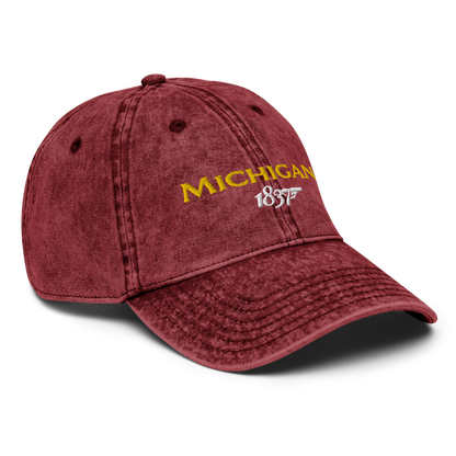 'Michigan EST. 1837' Vintage Baseball Cap (British Spy Parody)