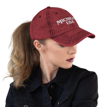 'Michigan USA' Vintage Baseball Cap (1980s Drama Parody)